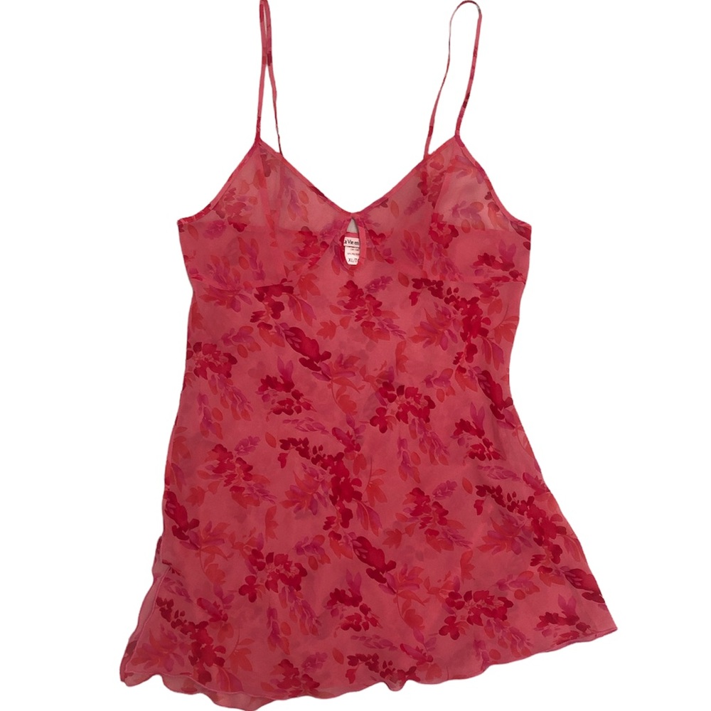 Vintage La Vie en Rose Sheer Floral Slip